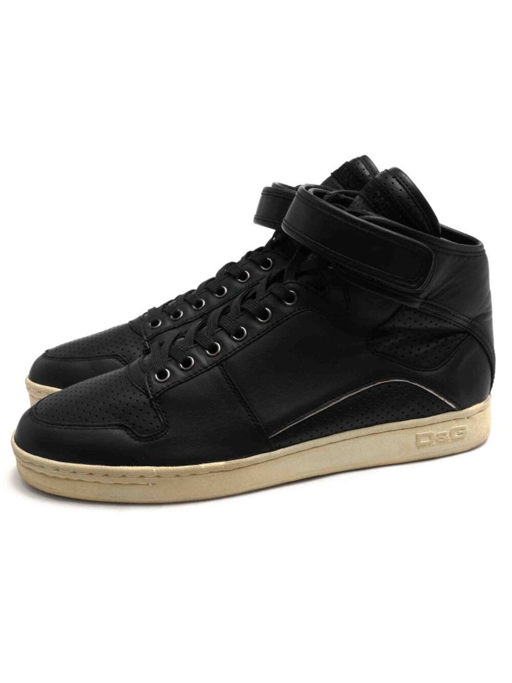 Dolce & Gabbana Sneakers High Cut Leather Black Belt Strap